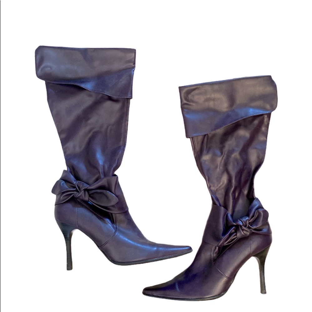 🌟RAMPAGE- Faux Leather Deep Purple Heeled Boots- Size 8